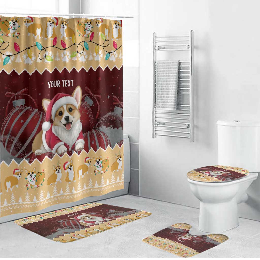 Personalised Wales Corgi Christmas Bathroom Set Merry Corg-mas Yellow Color - Wonder Print Shop
