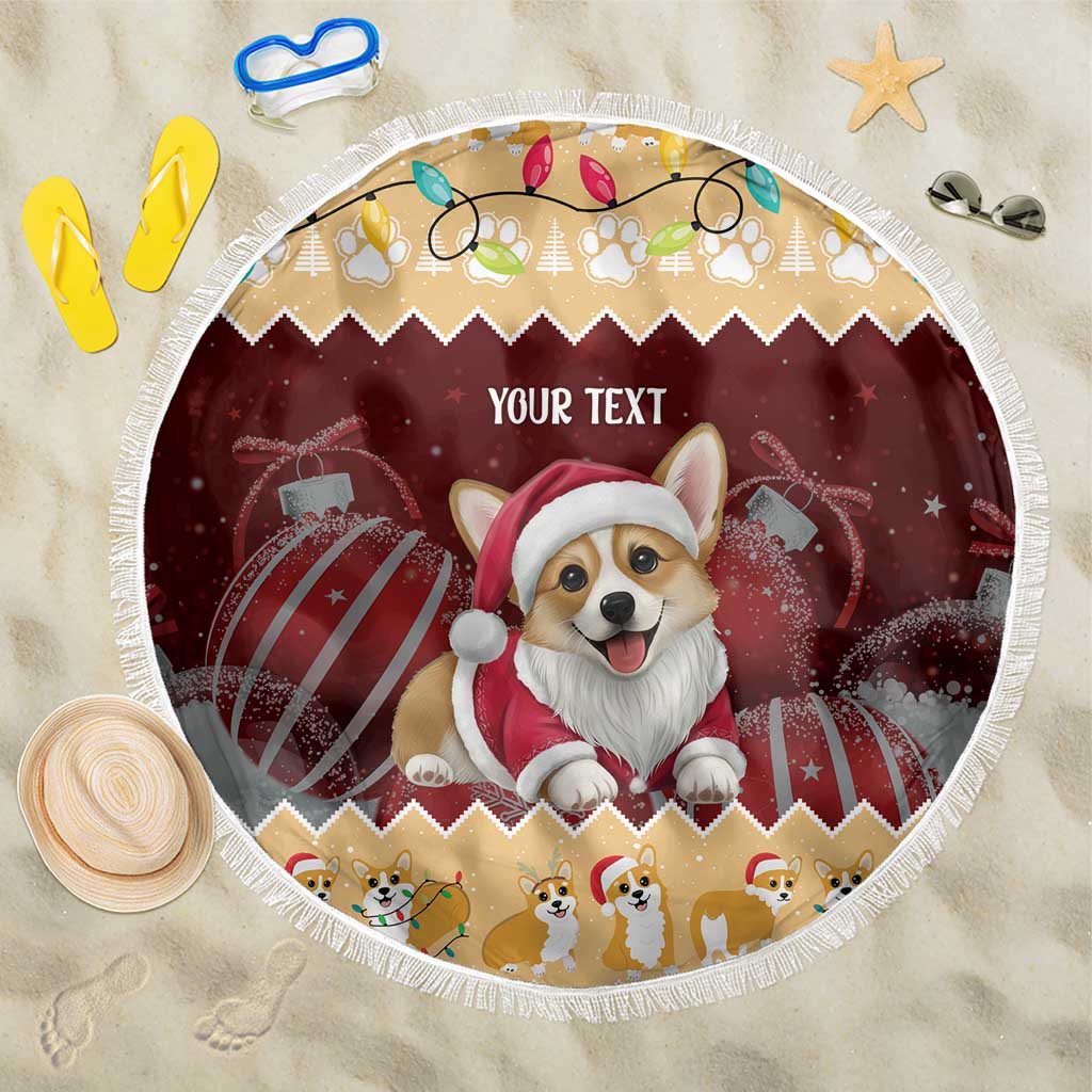 Personalised Wales Corgi Christmas Beach Blanket Merry Corg-mas Yellow Color - Wonder Print Shop