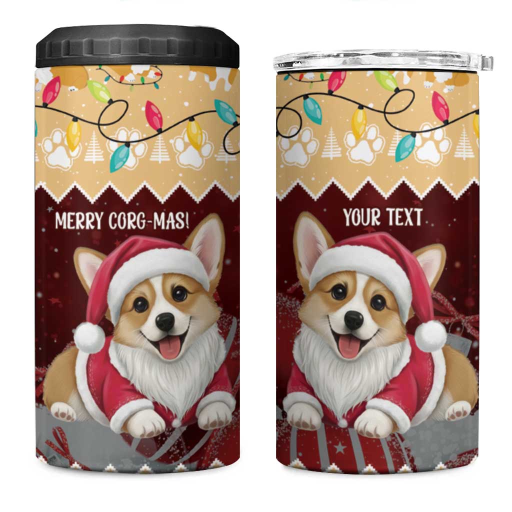 Personalised Wales Corgi Christmas 4 in 1 Can Cooler Tumbler Merry Corg-mas Yellow Color - Wonder Print Shop