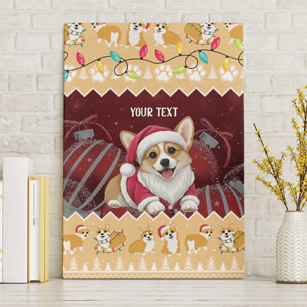 Personalised Wales Corgi Christmas Canvas Wall Art Merry Corg-mas Yellow Color - Wonder Print Shop