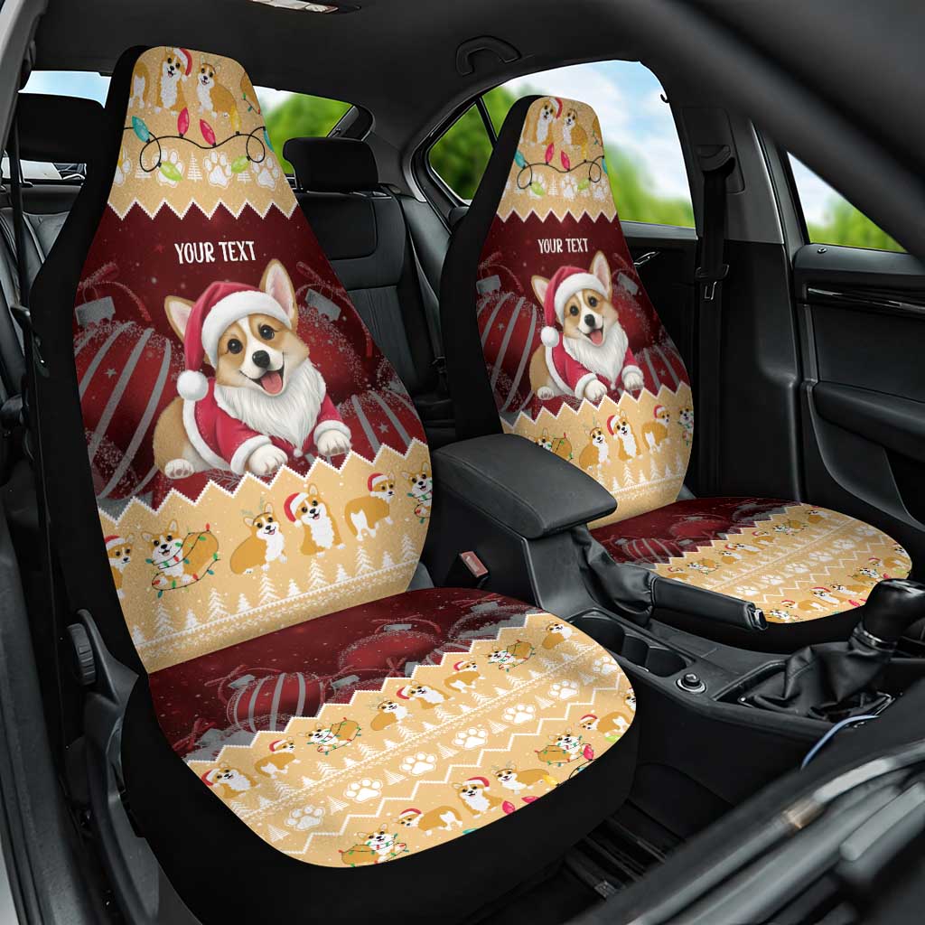 Personalised Wales Corgi Christmas Car Seat Cover Merry Corg-mas Yellow Color - Wonder Print Shop