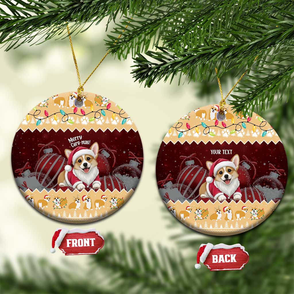 Personalised Wales Corgi Christmas Ceramic Ornament Merry Corg-mas Yellow Color - Wonder Print Shop
