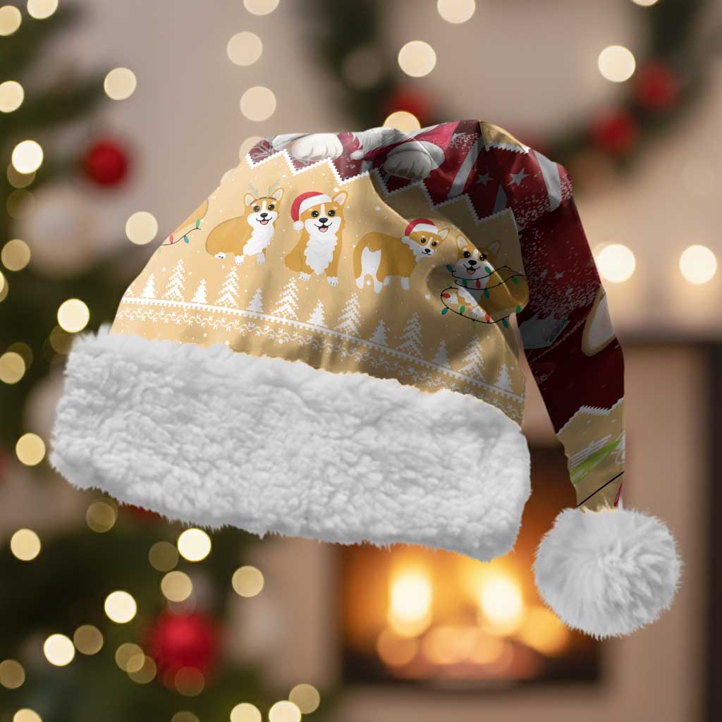 Personalised Wales Corgi Christmas Santa Hat Merry Corg-mas Yellow Color - Wonder Print Shop