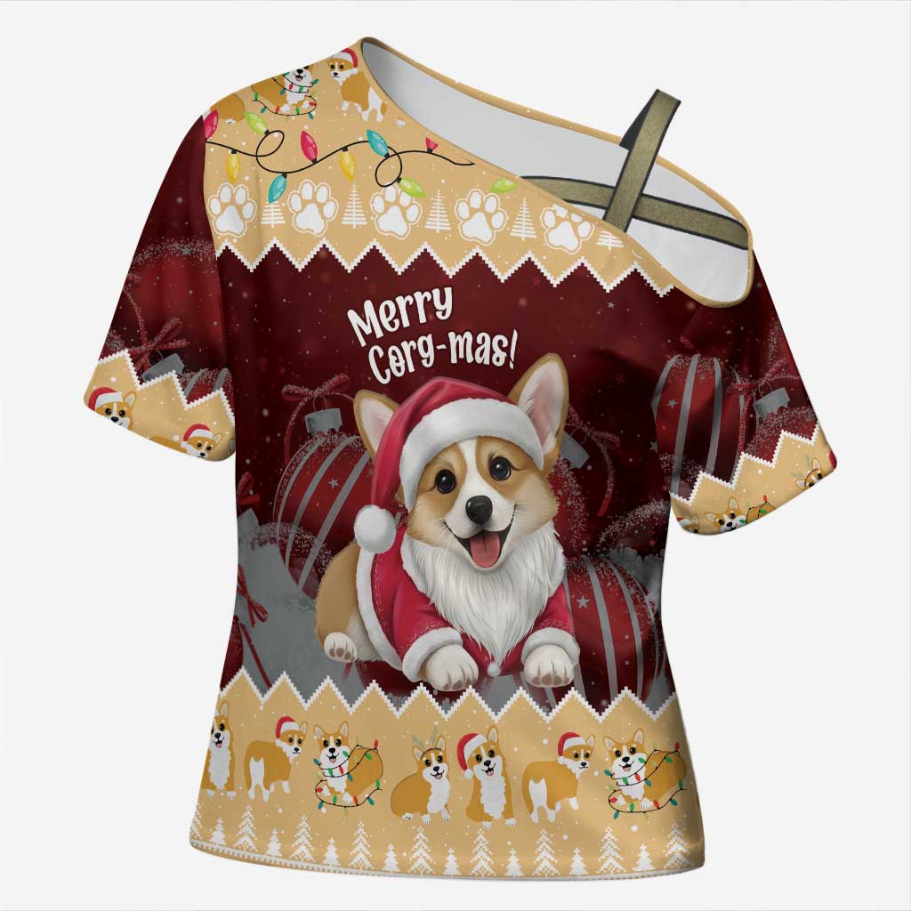 Personalised Wales Corgi Christmas Cross Shoulder Shirt Merry Corg-mas Yellow Color - Wonder Print Shop