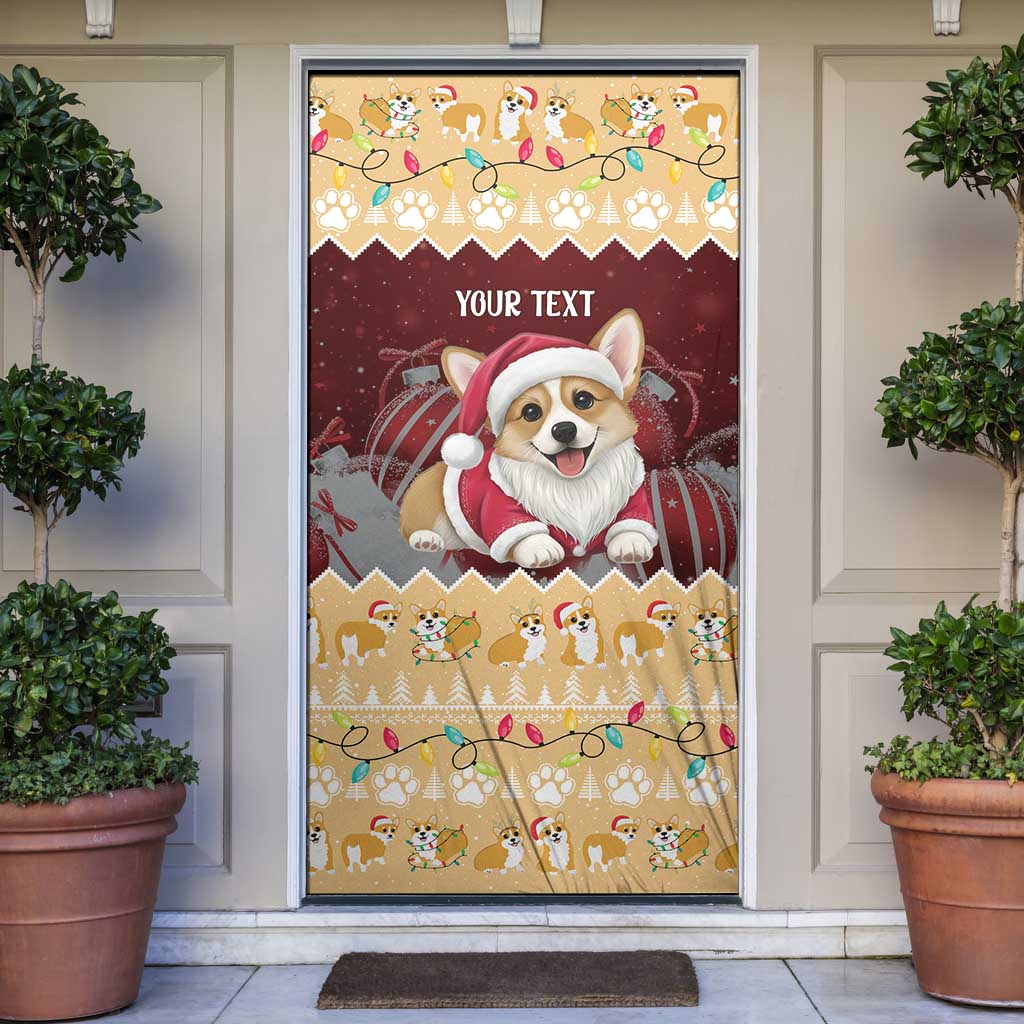 Personalised Wales Corgi Christmas Door Cover Merry Corg-mas Yellow Color - Wonder Print Shop
