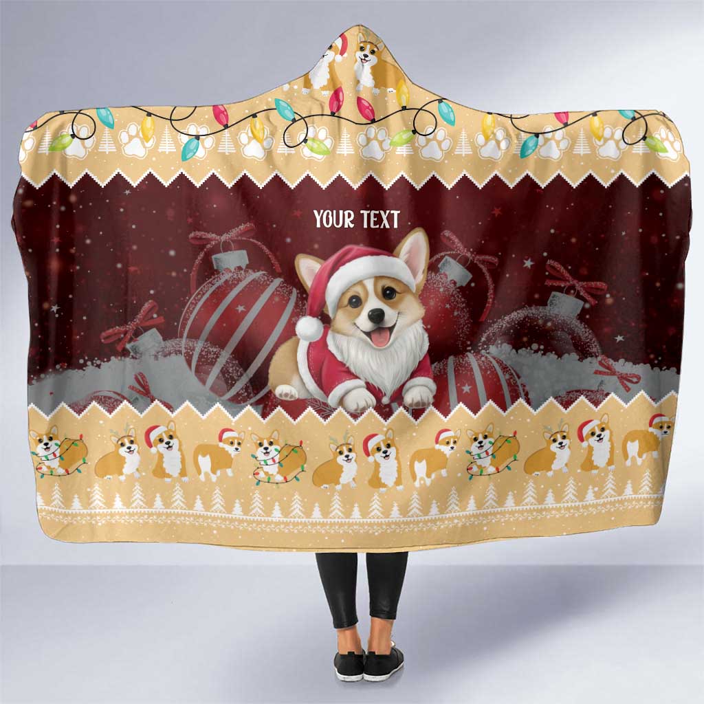 Personalised Wales Corgi Christmas Hooded Blanket Merry Corg-mas Yellow Color - Wonder Print Shop