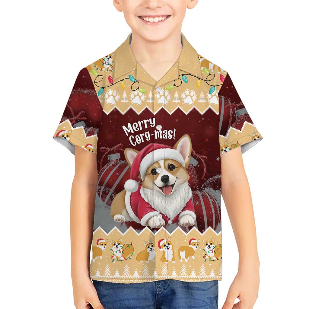 Personalised Wales Corgi Christmas Kid Hawaiian Shirt Merry Corg-mas Yellow Color - Wonder Print Shop