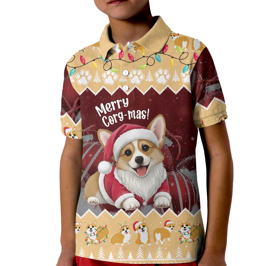 Personalised Wales Corgi Christmas Kid Polo Shirt Merry Corg-mas Yellow Color - Wonder Print Shop