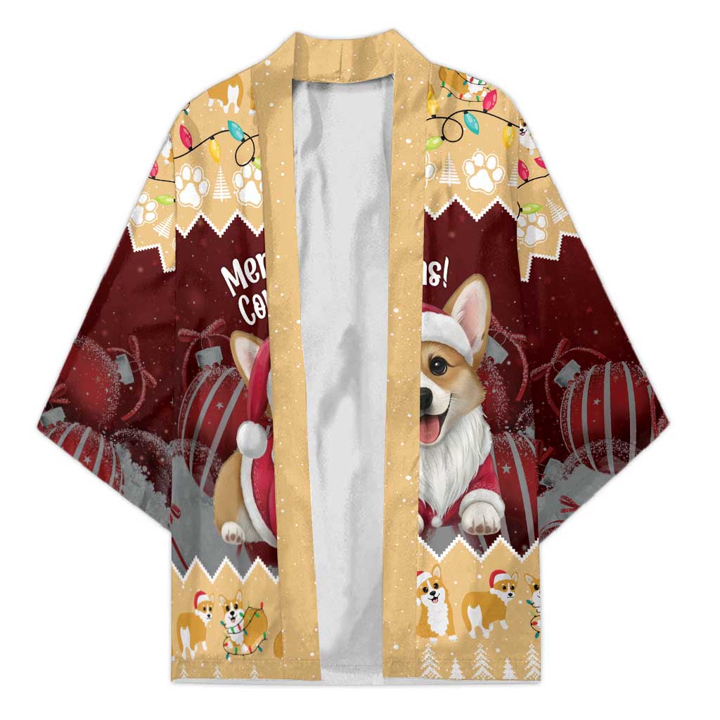 Personalised Wales Corgi Christmas Kimono Merry Corg-mas Yellow Color - Wonder Print Shop