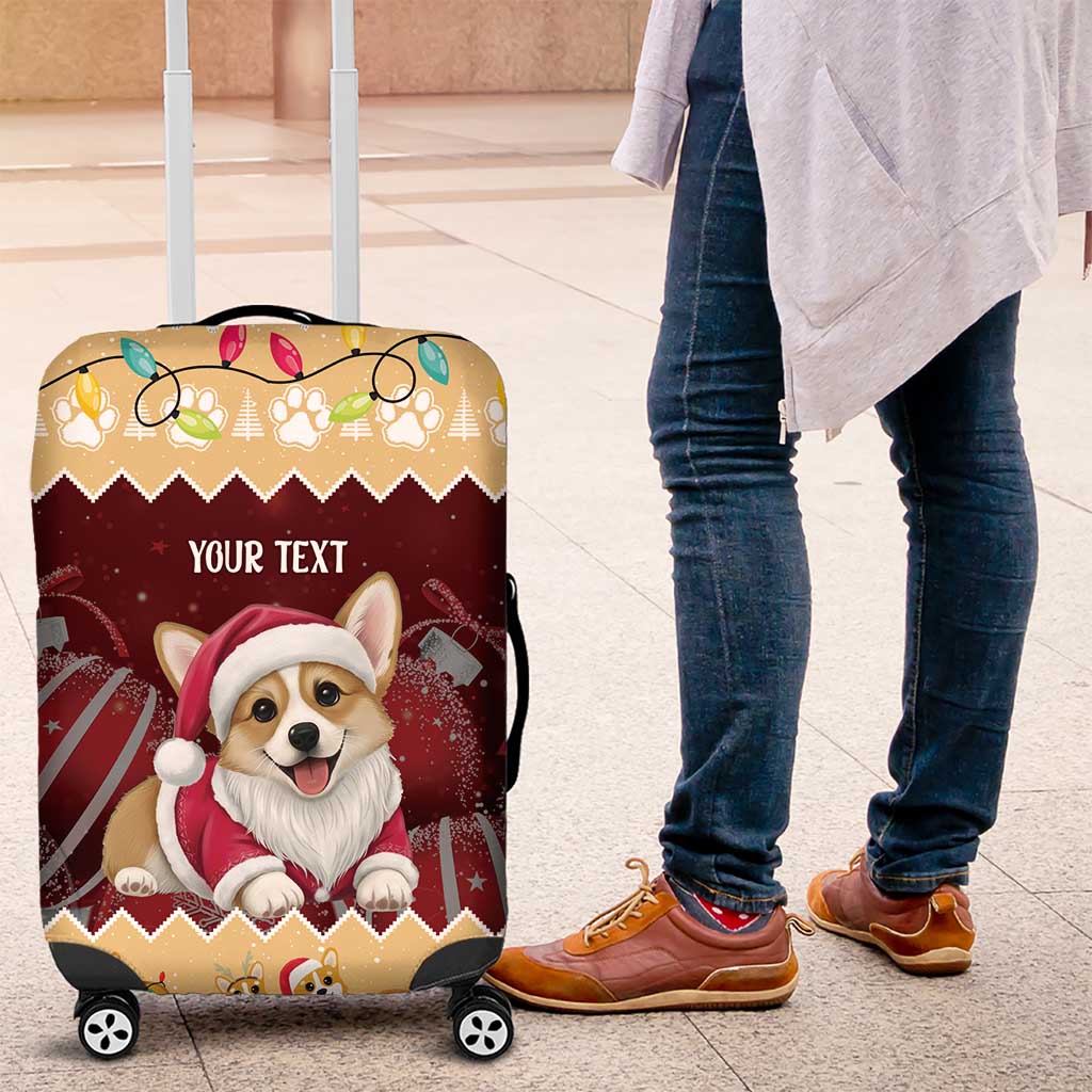 Personalised Wales Corgi Christmas Luggage Cover Merry Corg-mas Yellow Color - Wonder Print Shop