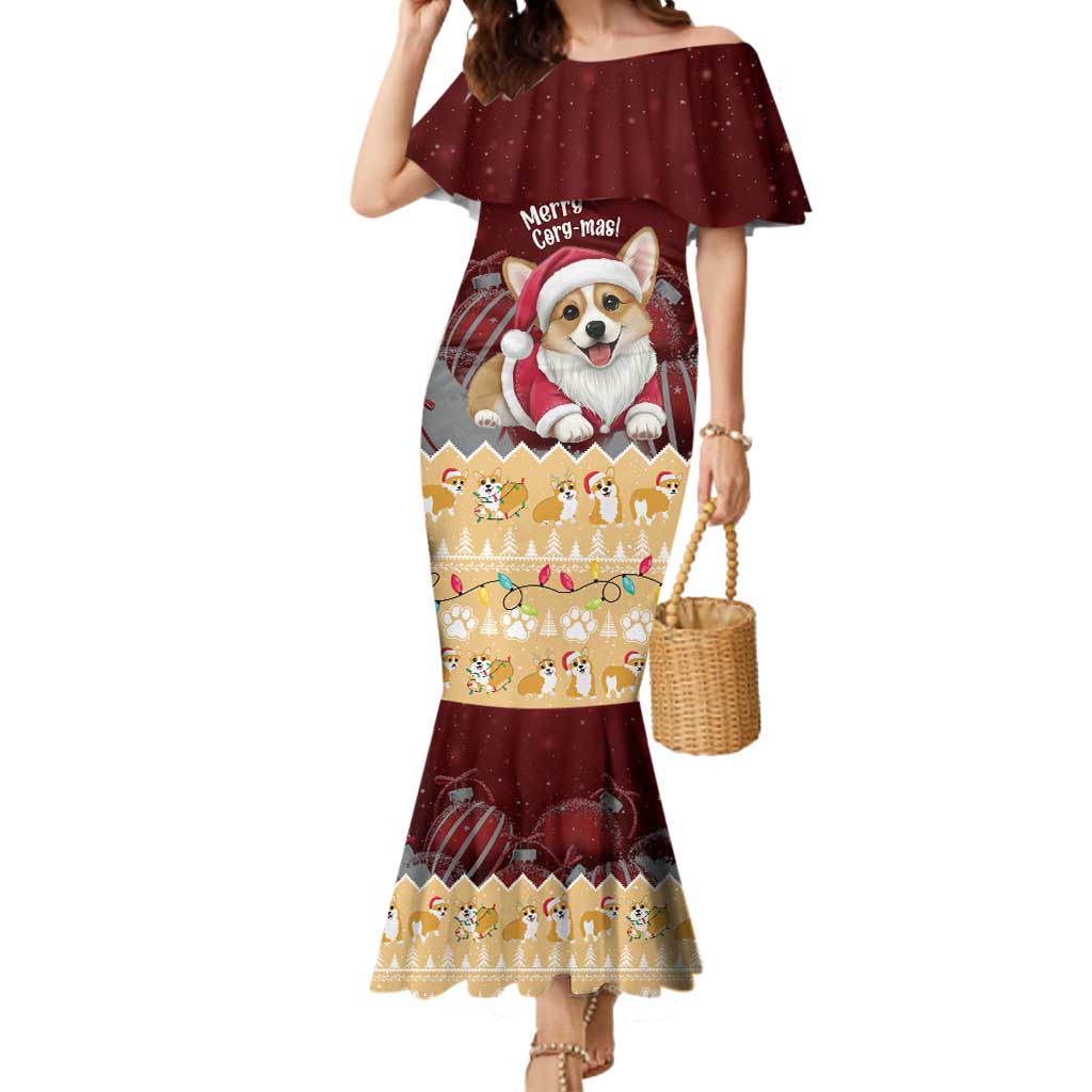 Personalised Wales Corgi Christmas Mermaid Dress Merry Corg-mas Yellow Color - Wonder Print Shop