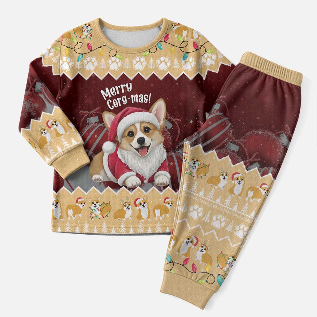 Personalised Wales Corgi Christmas Pajama Set Merry Corg-mas Yellow Color - Wonder Print Shop