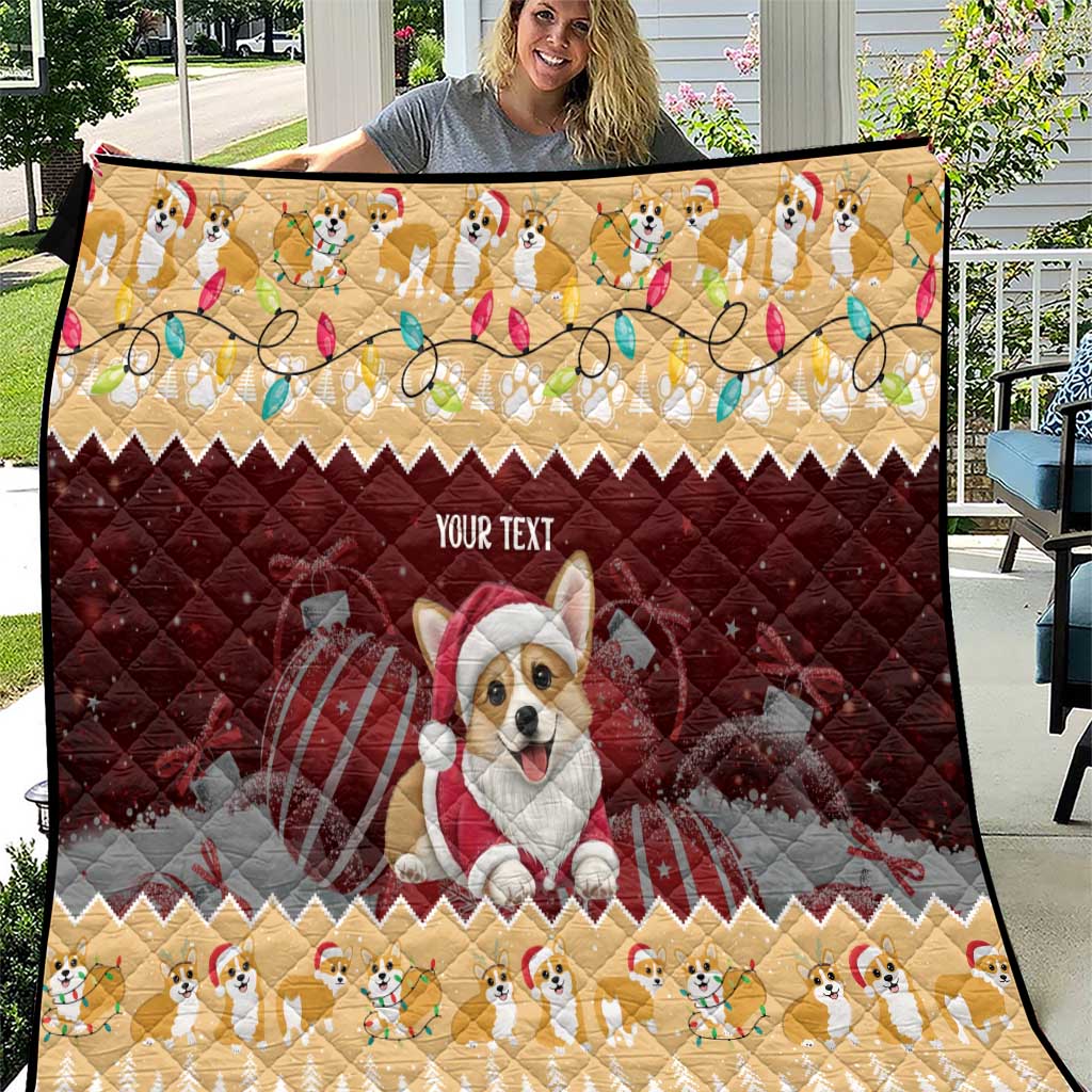 Personalised Wales Corgi Christmas Quilt Merry Corg-mas Yellow Color - Wonder Print Shop