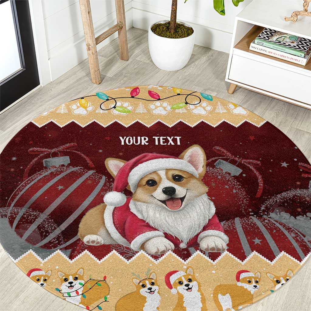Personalised Wales Corgi Christmas Round Carpet Merry Corg-mas Yellow Color - Wonder Print Shop
