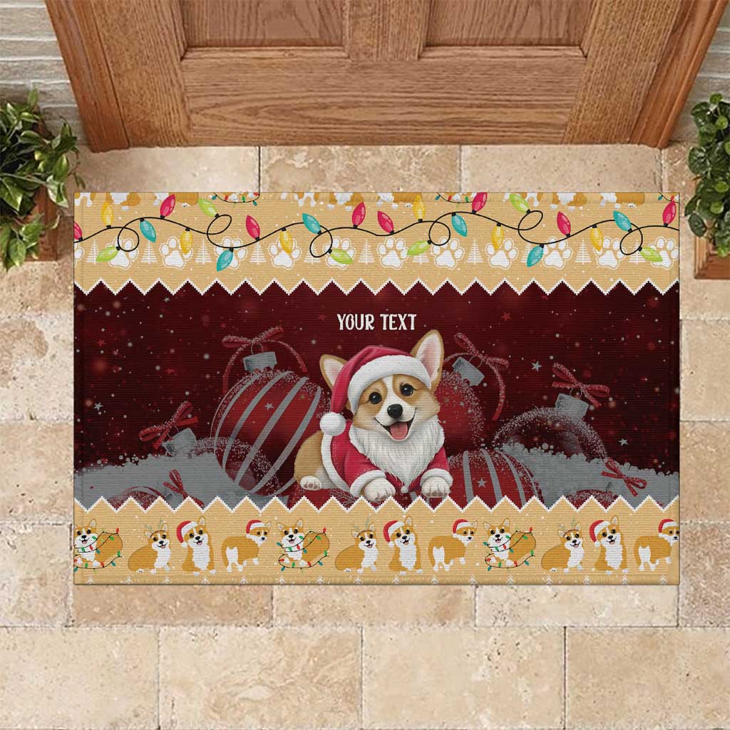 Personalised Wales Corgi Christmas Rubber Doormat Merry Corg-mas Yellow Color - Wonder Print Shop
