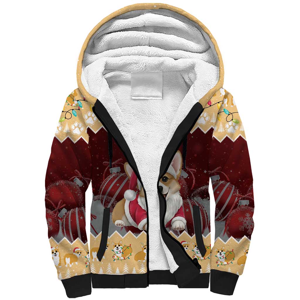 Personalised Wales Corgi Christmas Sherpa Hoodie Merry Corg-mas Yellow Color - Wonder Print Shop