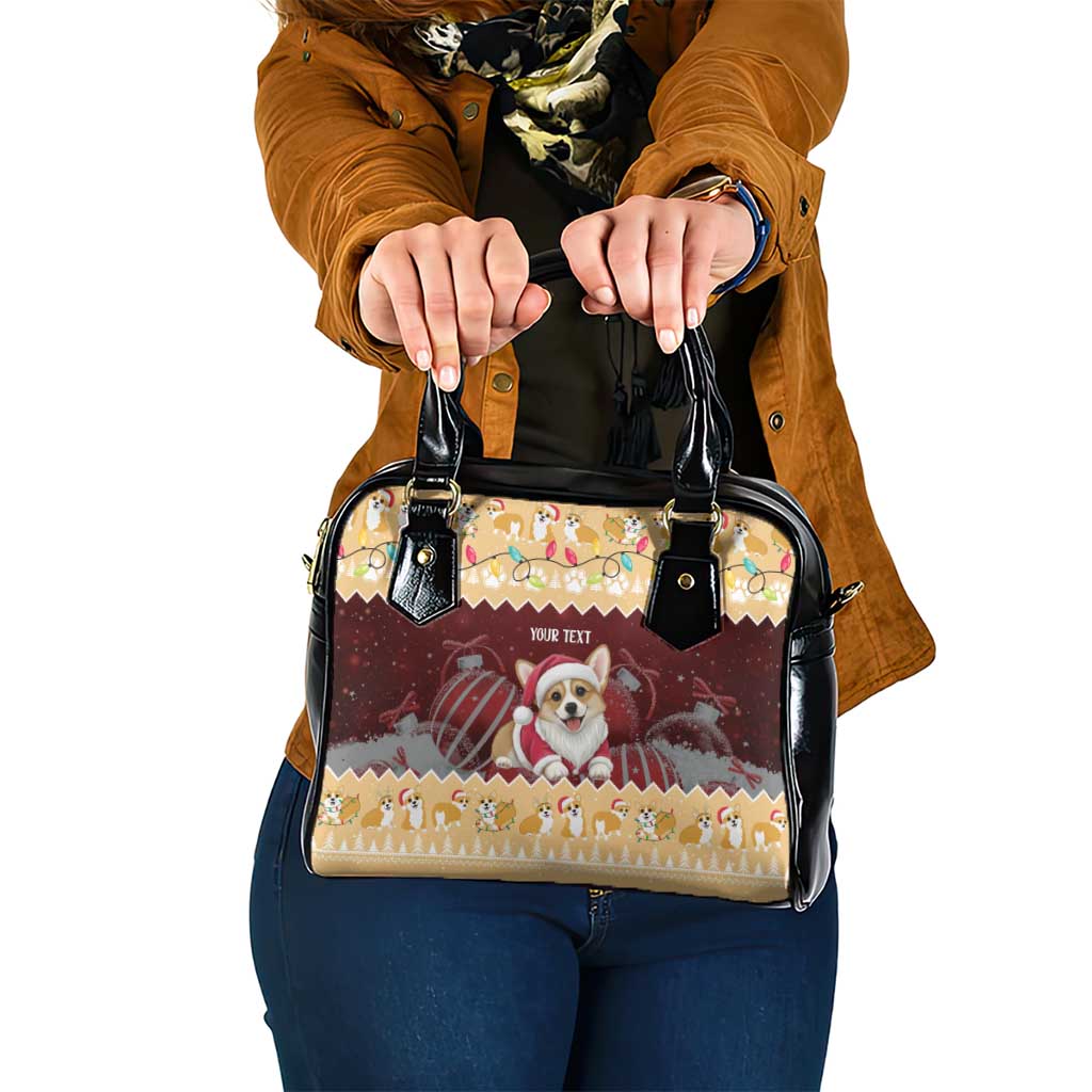 Personalised Wales Corgi Christmas Shoulder Handbag Merry Corg-mas Yellow Color - Wonder Print Shop
