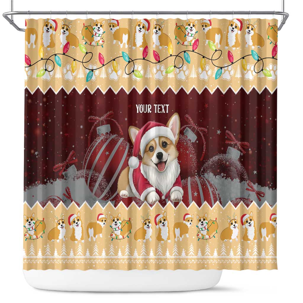 Personalised Wales Corgi Christmas Shower Curtain Merry Corg-mas Yellow Color - Wonder Print Shop
