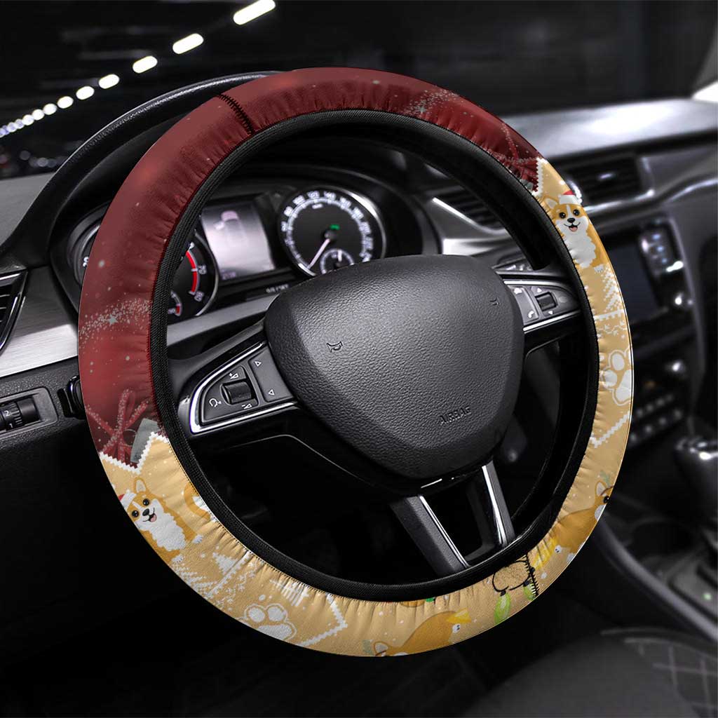 Wales Corgi Christmas Steering Wheel Cover Merry Corg-mas Yellow Color - Wonder Print Shop