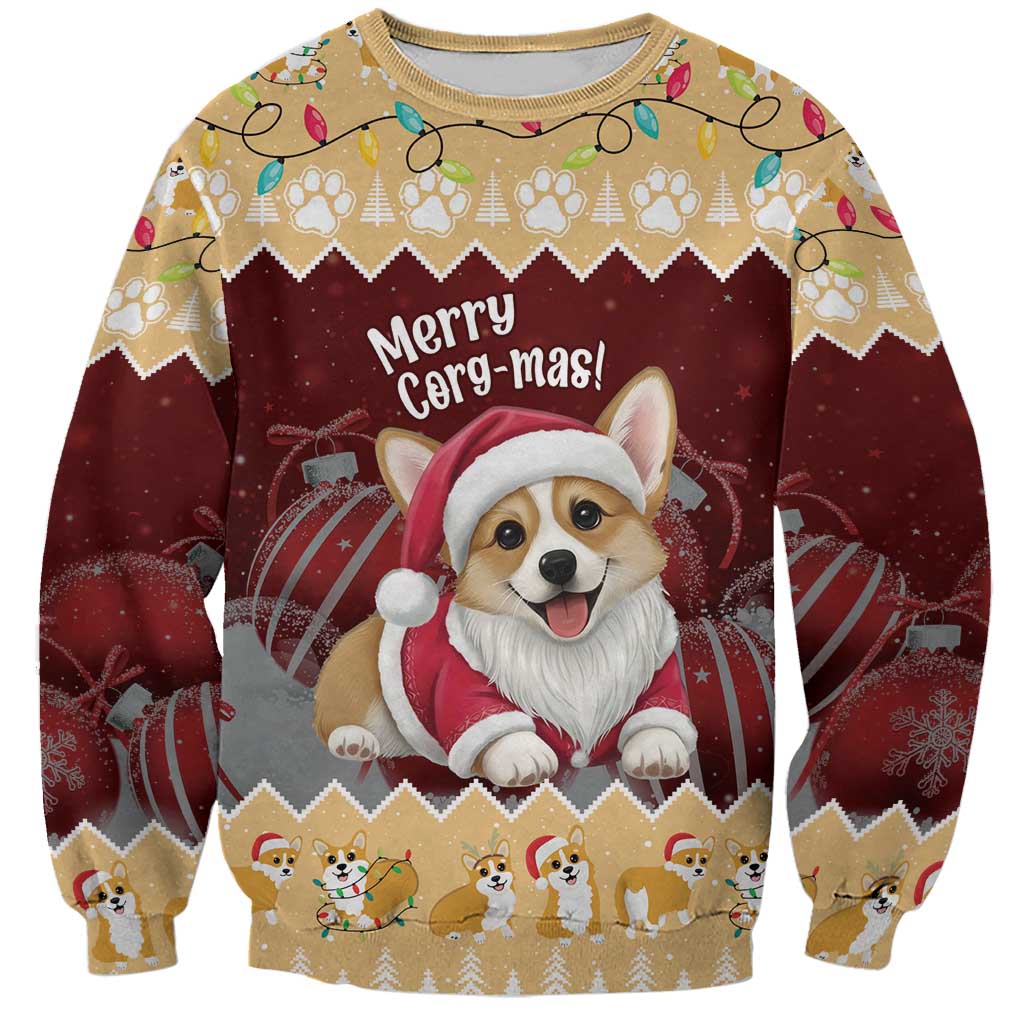Personalised Wales Corgi Christmas Sweatshirt Merry Corg-mas Yellow Color - Wonder Print Shop
