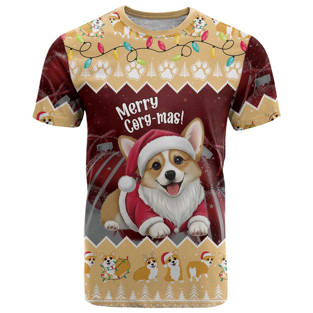 Personalised Wales Corgi Christmas T Shirt Merry Corg-mas Yellow Color - Wonder Print Shop