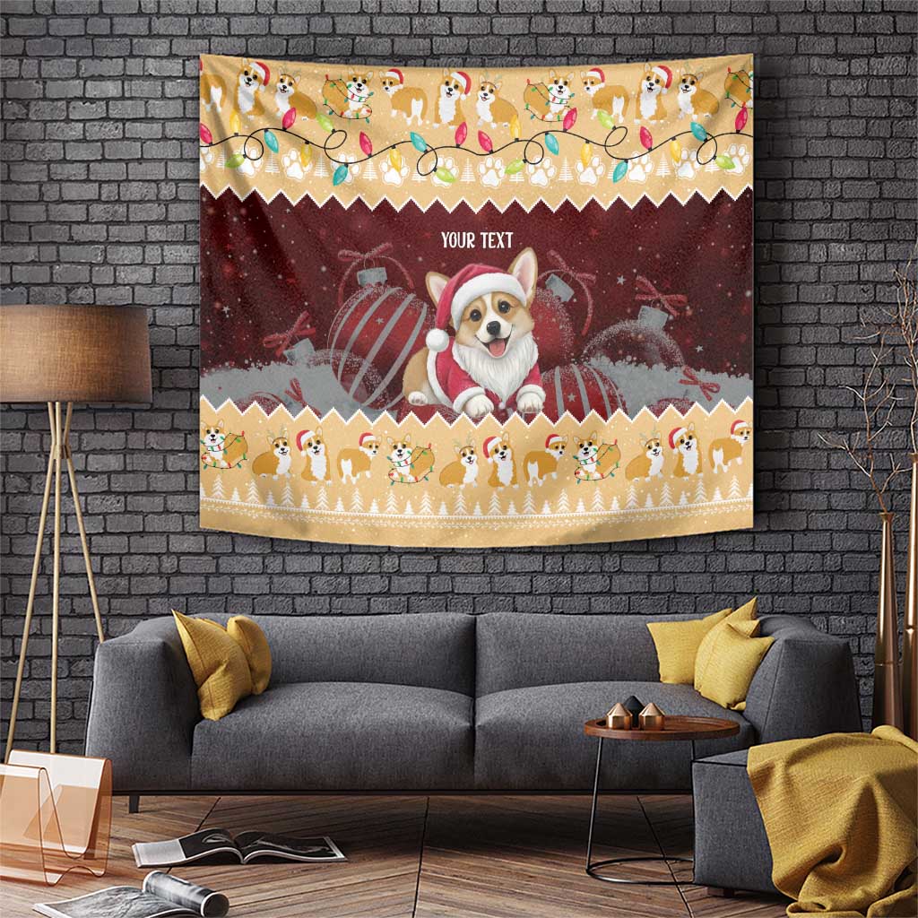 Personalised Wales Corgi Christmas Tapestry Merry Corg-mas Yellow Color - Wonder Print Shop