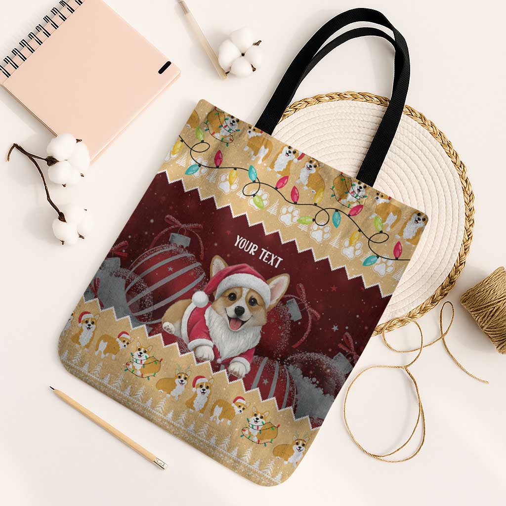 Personalised Wales Corgi Christmas Tote Bag Merry Corg-mas Yellow Color - Wonder Print Shop