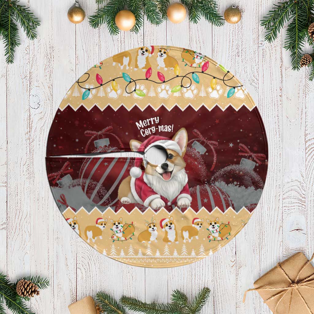 Wales Corgi Christmas Tree Skirt Merry Corg-mas Yellow Color - Wonder Print Shop