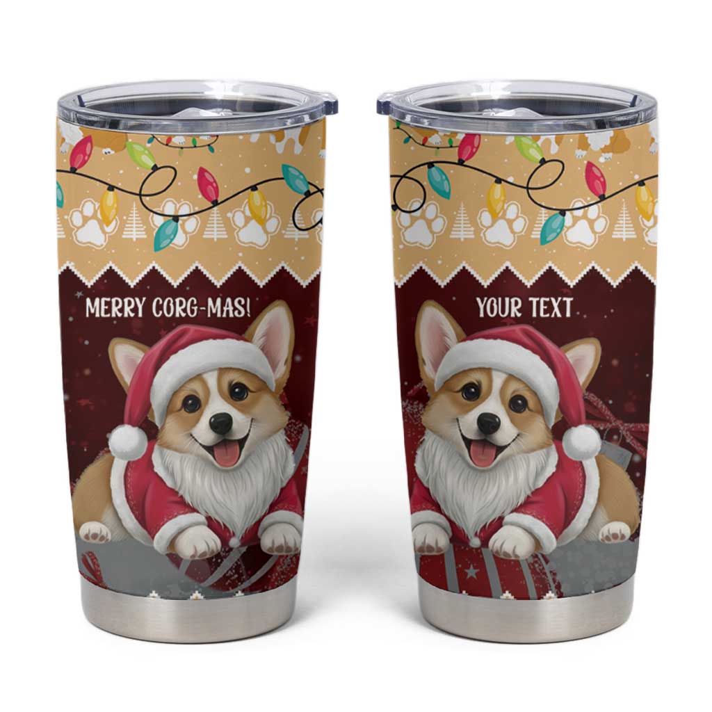 Personalised Wales Corgi Christmas Tumbler Cup Merry Corg-mas Yellow Color - Wonder Print Shop