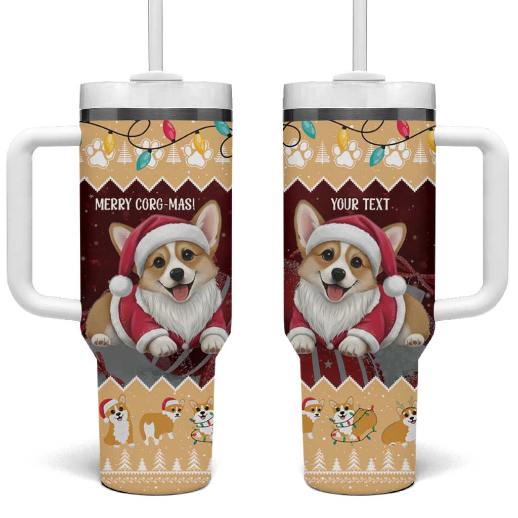 Personalised Wales Corgi Christmas Tumbler With Handle Merry Corg-mas Yellow Color - Wonder Print Shop