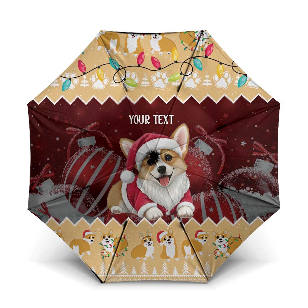 Personalised Wales Corgi Christmas Umbrella Merry Corg-mas Yellow Color - Wonder Print Shop