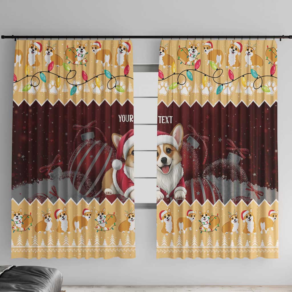 Personalised Wales Corgi Christmas Window Curtain Merry Corg-mas Yellow Color - Wonder Print Shop