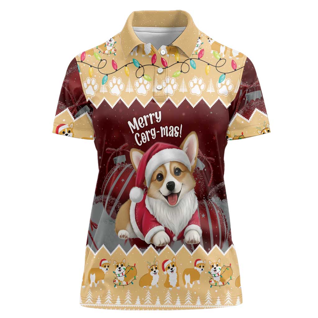Personalised Wales Corgi Christmas Women Polo Shirt Merry Corg-mas Yellow Color - Wonder Print Shop