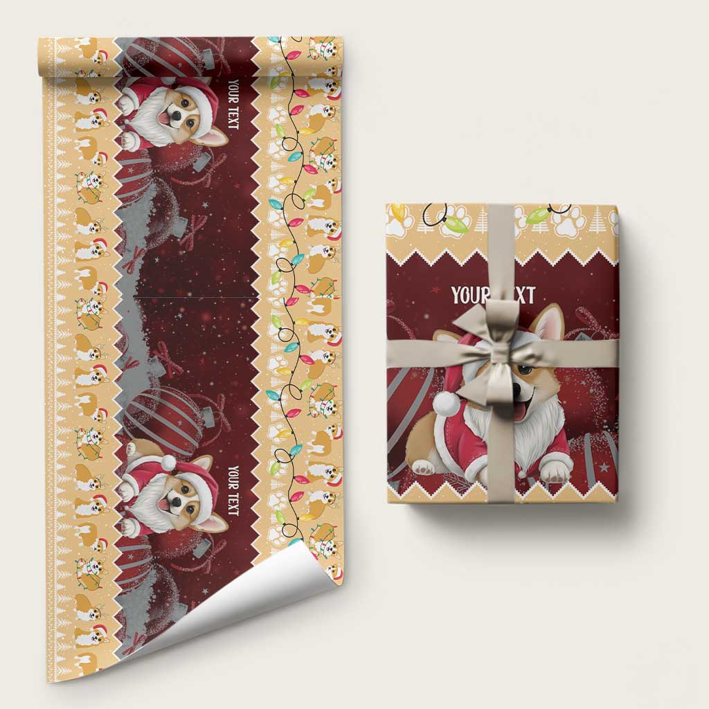 Personalised Wales Corgi Christmas Wrapping Paper Merry Corg-mas Yellow Color - Wonder Print Shop