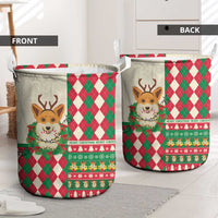 Wales Corgi Christmas Laundry Basket Seamless Cute Dog Argyle Pattern - Wonder Print Shop