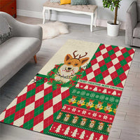 Wales Corgi Christmas Area Rug Seamless Cute Dog Argyle Pattern - Wonder Print Shop