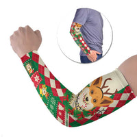 Wales Corgi Christmas Arm Sleeves Seamless Cute Dog Argyle Pattern - Wonder Print Shop