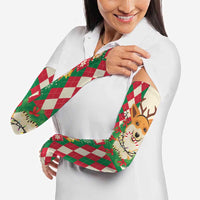 Wales Corgi Christmas Arm Sleeves Seamless Cute Dog Argyle Pattern - Wonder Print Shop