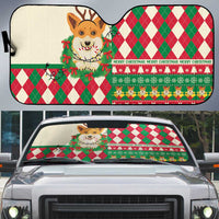 Wales Corgi Christmas Auto Sun Shade Seamless Cute Dog Argyle Pattern - Wonder Print Shop