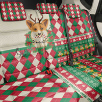 Wales Corgi Christmas Back Car Seat Cover Seamless Cute Dog Argyle Pattern - Wonder Print Shop