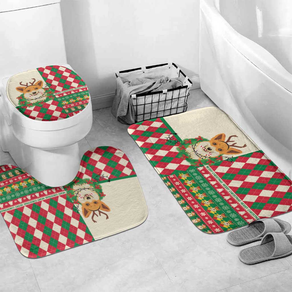 Wales Corgi Christmas Bathroom Set Seamless Cute Dog Argyle Pattern - Wonder Print Shop