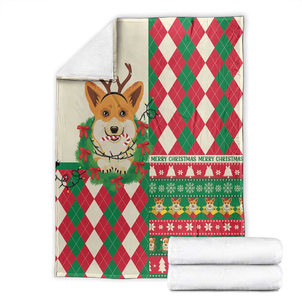 Wales Corgi Christmas Blanket Seamless Cute Dog Argyle Pattern - Wonder Print Shop