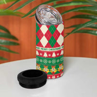 Wales Corgi Christmas 4 in 1 Can Cooler Tumbler Seamless Cute Dog Argyle Pattern - Wonder Print Shop