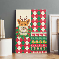 Wales Corgi Christmas Canvas Wall Art Seamless Cute Dog Argyle Pattern - Wonder Print Shop