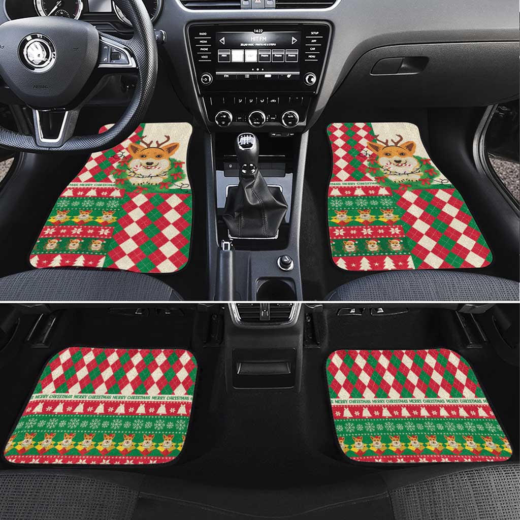 Wales Corgi Christmas Car Mats Seamless Cute Dog Argyle Pattern - Wonder Print Shop