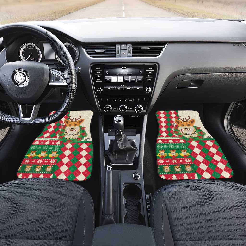 Wales Corgi Christmas Car Mats Seamless Cute Dog Argyle Pattern - Wonder Print Shop