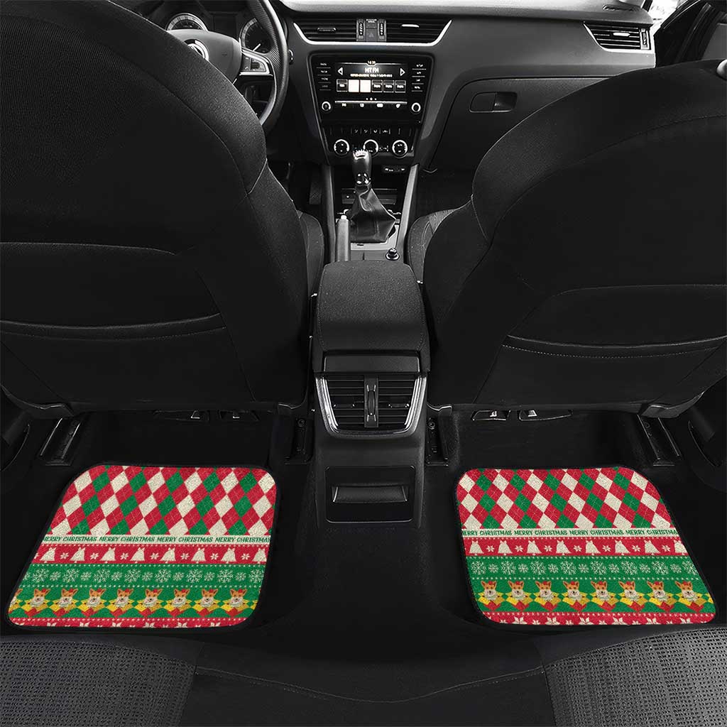 Wales Corgi Christmas Car Mats Seamless Cute Dog Argyle Pattern - Wonder Print Shop