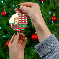 Wales Corgi Christmas Ceramic Ornament Seamless Cute Dog Argyle Pattern - Wonder Print Shop