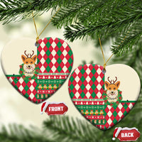 Wales Corgi Christmas Ceramic Ornament Seamless Cute Dog Argyle Pattern - Wonder Print Shop