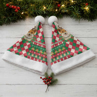 Wales Corgi Christmas Santa Hat Seamless Cute Dog Argyle Pattern - Wonder Print Shop
